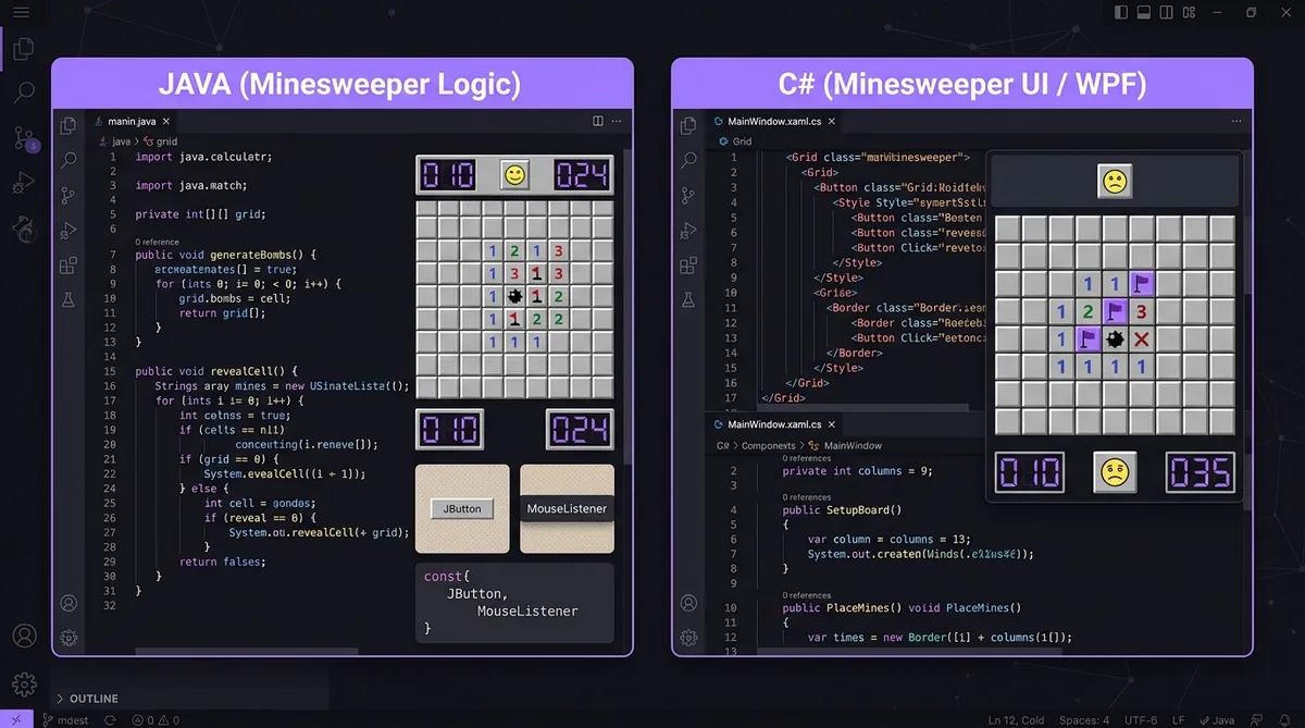 Minesweeper in Java and C#: Creating the UI and Logic from Scratch