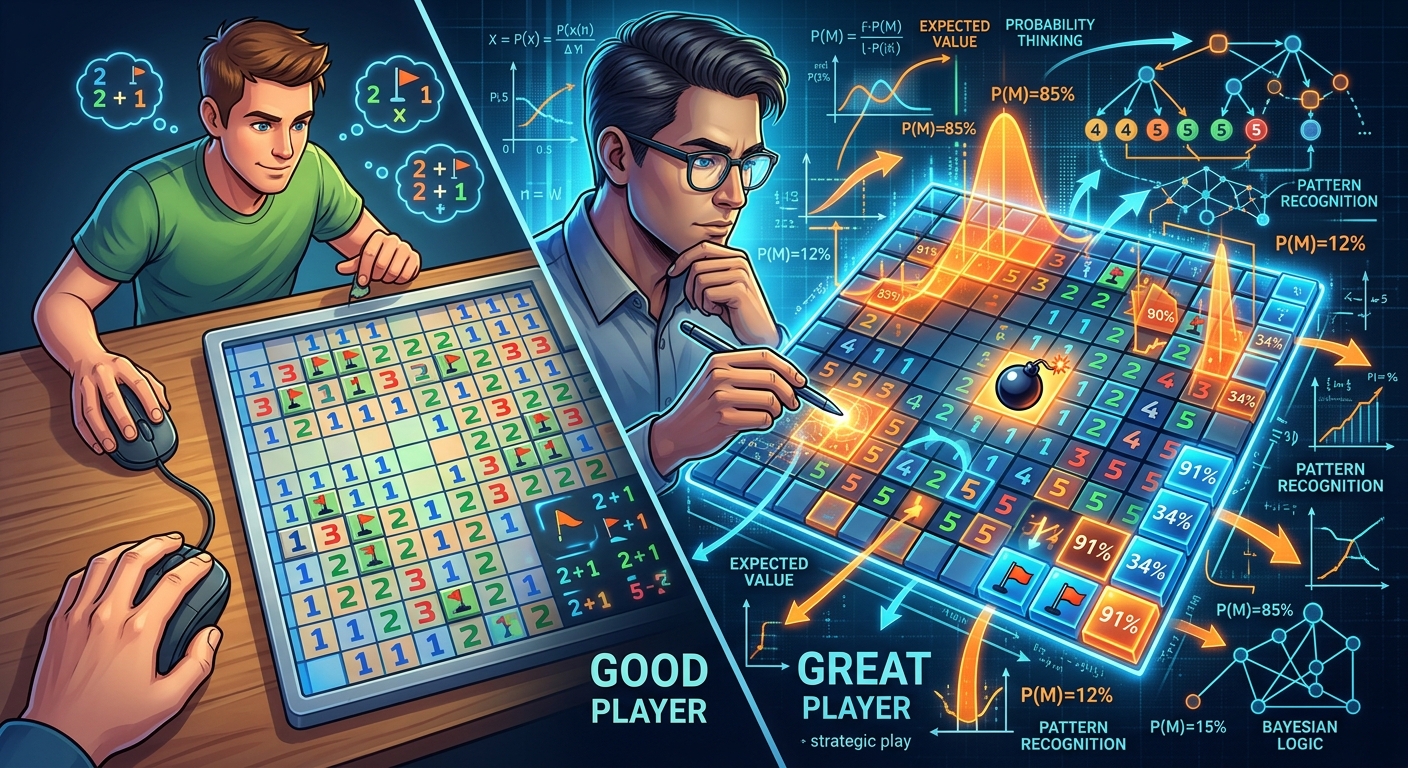 How Probability Thinking Separates Good Minesweeper Players from Great Ones