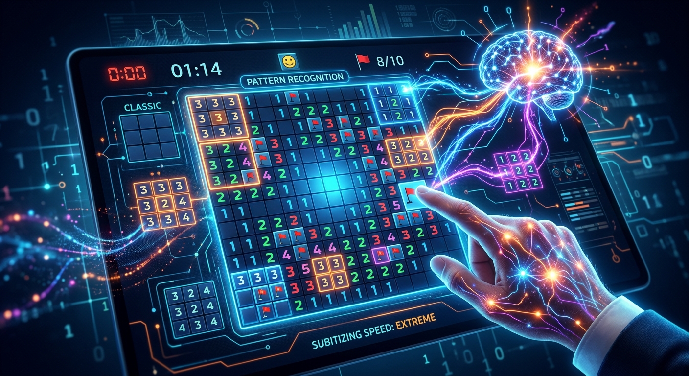 How Subitizing Shapes Minesweeper Pattern Recognition and Speed